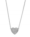 Wear your heart on your sleeve. Michael Kors' romantic pendant features pave-set glass accents set in silver tone mixed metal. Approximate length: 16 inches. Approximate drop length: 1/2 inch. Approximate drop width: 3/4 inch.