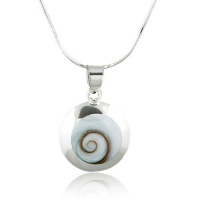 Chuvora Sterling Silver Shiva Eye Swirl Shell Inlay Round Pendant Necklace 18'' Chuvora Sterling Silver Shiva Eye Swirl Shell Inlay Round Pendant Necklace 18''