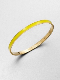 This glossy design adds a burst of color in 12k goldplating with a hidden, engraved message. Enamel accents12k goldplated brassDiameter, about 2.55Slip-on styleImported This glossy design adds a burst of color in 12k goldplating with a hidden, engraved message. Enamel accents12k goldplated brassDiameter, about 2.55Slip-on styleImported