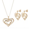 14k Gold Plated Sterling Silver Cast Heart Earrings and Necklace Set