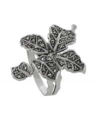 You'll fall head over heels for this sparkling, and seasonal, style. City by City's intricate leaf ring features a glittering marcasite surface crafted in antique silver tone mixed metal. Sizes 5, 6, 7, 8 and 9. You'll fall head over heels for this sparkling, and seasonal, style. City by City's intricate leaf ring features a glittering marcasite surface crafted in antique silver tone mixed metal. Sizes 5, 6, 7, 8 and 9.