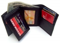 Mens Black Leather Wallet Lambskin Flip Trifold 732 Mens Black Leather Wallet Lambskin Flip Trifold 732