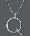 The perfect personalized gift. A polished sterling silver pendant features the letter Q with a chic asymmetrical shape. Comes with a matching chain. Approximate length: 18 inches. Approximate drop: 1 inch.