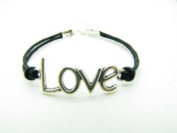 Adjustable Vintage Silver Love Bacelet with Black Rope Cuff Bracelet Vintage Bracelet 851s Adjustable Vintage Silver Love Bacelet with Black Rope Cuff Bracelet Vintage Bracelet 851s