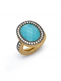 THE LOOKTurquoise oval detailCubic zirconia accentsGold vermeil-plated sterling silver settingTHE MEASUREMENTWidth, about 1ORIGINImported THE LOOKTurquoise oval detailCubic zirconia accentsGold vermeil-plated sterling silver settingTHE MEASUREMENTWidth, about 1ORIGINImported