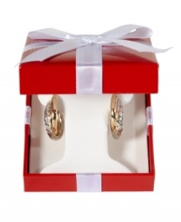 Irresistible everyday earrings featuring 14k gold over sterling silver and sterling silver hoops, both smooth and twisted. Snap-post back. Approximate diameter: 1/2 inch. Wrapped & ready to give in a red gift box; while supplies last. Irresistible everyday earrings featuring 14k gold over sterling silver and sterling silver hoops, both smooth and twisted. Snap-post back. Approximate diameter: 1/2 inch. Wrapped & ready to give in a red gift box; while supplies last.