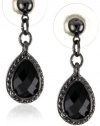1928 Jewelry Black Victorian Mini Teardrop Earrings