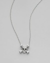 From the Tiny Treasures Collection. Iconic and ironic, this dark symbol is depicted in dazzling diamonds set in 18k white gold. Diamonds, 0.20 tcw 18k white gold Hollow eyes and nose Chain length, about 18 Pendant length, about ½ Lobster clasp Made in Italy