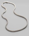 A delicate woven design in sterling silver to wear on its own or to hold a pendant. Sterling silver Length, about 18 Lobster clasp Made in Bali