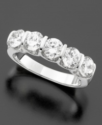 Sleek and sophisticated, this certified diamond ring features five sparkling round-cut diamonds (1 ct. t.w.) set in the cool luster of 14k white gold. Sleek and sophisticated, this certified diamond ring features five sparkling round-cut diamonds (1 ct. t.w.) set in the cool luster of 14k white gold.