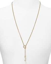 For the modern romantic with a heart of gold, Melinda Maria crafts this wear-with-all necklace of 14-karat gold with a playfully styled heart and arrow toggle closure. For the modern romantic with a heart of gold, Melinda Maria crafts this wear-with-all necklace of 14-karat gold with a playfully styled heart and arrow toggle closure.