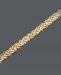 Adorn your wrists with the Midas touch. This spectacular bracelet has been crafted in bonded sterling silver and 14k gold featuring a Chevron Riccio design. Approximate length: 7-1/4 inches. Approximate width: 1/4 inch. Adorn your wrists with the Midas touch. This spectacular bracelet has been crafted in bonded sterling silver and 14k gold featuring a Chevron Riccio design. Approximate length: 7-1/4 inches. Approximate width: 1/4 inch.