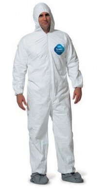 DuPont TY122S Disposable Elastic Wrist, Bootie & Hood White Tyvek Coverall Suit 1414, Size Medium, Sold by the Each DuPont TY122S Disposable Elastic Wrist, Bootie & Hood White Tyvek Coverall Suit 1414, Size Medium, Sold by the Each