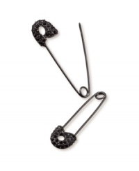 For a look that's anything but safe, RACHEL Rachel Roy's edgy earrings add a little intimidation and a lot of glam. Crafted in hematite tone mixed metal, these safety pin earrings feature glittering jet black crystals. Approximate drop: 2 inches. For a look that's anything but safe, RACHEL Rachel Roy's edgy earrings add a little intimidation and a lot of glam. Crafted in hematite tone mixed metal, these safety pin earrings feature glittering jet black crystals. Approximate drop: 2 inches.