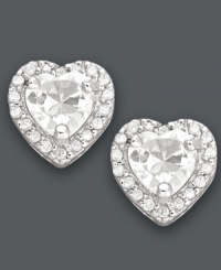 Add a little romance. B. Brilliant's sweet heart-shaped studs glisten in round-cut cubic zirconias (1-3/4 ct. t.w.). Set in sterling silver. Approximate diameter: 6 mm. Add a little romance. B. Brilliant's sweet heart-shaped studs glisten in round-cut cubic zirconias (1-3/4 ct. t.w.). Set in sterling silver. Approximate diameter: 6 mm.