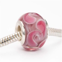 Murano Style Glass Lampwork Bead Fits Pandora Pink Paisley 14mm (1) Murano Style Glass Lampwork Bead Fits Pandora Pink Paisley 14mm (1)