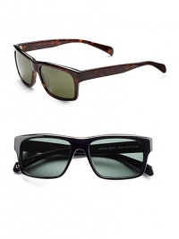 Bold style that goes all the way in lightweight plastic. Available in tortoise frames with mineral glass green lenses or black frames with mineral glass grey lenses. Logo temple detail 100% UV protective Imported Bold style that goes all the way in lightweight plastic. Available in tortoise frames with mineral glass green lenses or black frames with mineral glass grey lenses. Logo temple detail 100% UV protective Imported