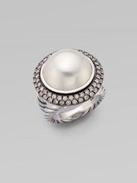 From the Moonlight Ice Collection. A stunning mabe pearl sits center of two rows of sparkling diamonds in blackened sterling silver. White mabe pearlDiamonds, 1.36 tcwBlackened sterling silverWidth, about ½Imported From the Moonlight Ice Collection. A stunning mabe pearl sits center of two rows of sparkling diamonds in blackened sterling silver. White mabe pearlDiamonds, 1.36 tcwBlackened sterling silverWidth, about ½Imported