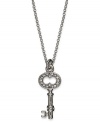 Unlock the key to endless sparkle! This Juicy Couture pendant necklace boasts a key charm embellished with crystal accents. Crafted in silver tone mixed metal. Approximate length: 16 inches + 3-inch extender. Approximate drop: 1 inch.