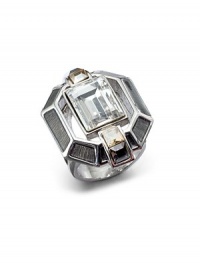 THE LOOKTextured octagon silhouetteFaceted Swarovski crystal detailsRhodium-plated settingTHE MEASUREMENTWidth, about 1Length, about 1.25ORIGINMade in USA THE LOOKTextured octagon silhouetteFaceted Swarovski crystal detailsRhodium-plated settingTHE MEASUREMENTWidth, about 1Length, about 1.25ORIGINMade in USA