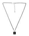 Raise the bar with superior style. This trendy men's necklace by Emporio Armani features a square onyx (1-1/2 mm) dog tag with the Emporio Armani logo. Double chain crafted in black ruthenium and sterling silver. Approximate length: 20 inches + 2-inch extender. Approximate drop: 1-1/2 inches.