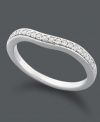 Exquisite design with a little hint of sparkle. This unique contour-shaped band features round-cut diamonds (1/6 ct. t.w.) set in 14k white gold.