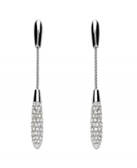 Add an exclamation point to your evening wear in elegant Swarovski drops. Chic, linear design features a sleek silver tone mixed metal setting accented by sparkling crystal drops. Approximate length: 2-1/10 inches. Add an exclamation point to your evening wear in elegant Swarovski drops. Chic, linear design features a sleek silver tone mixed metal setting accented by sparkling crystal drops. Approximate length: 2-1/10 inches.