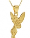 Disney Tinkerbelle Gold Over Sterling Silver Pendant Necklace and 18 Chain