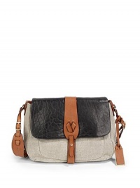 THE LOOKLinen body with contrast cowhide trimTextured lambskin flap with contrast strap and stud closureAdjustable contrast shoulder strapContrast logo ID tagMagnetic flap closureOne zip pocket with zip compartment under the flapOne outside snap pocketProtective metal feetOne inside zip pocketOne inside open pocketInside logo detailTHE MEASUREMENTAdjustable shoulder strap THE LOOKLinen body with contrast cowhide trimTextured lambskin flap with contrast strap and stud closureAdjustable contrast shoulder strapContrast logo ID tagMagnetic flap closureOne zip pocket with zip compartment under the flapOne outside snap pocketProtective metal feetOne inside zip pocketOne inside open pocketInside logo detailTHE MEASUREMENTAdjustable shoulder strap