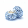 Set of 2 - Bella Fascini Baby Blue Pave Bling Beads - Made with Authentic Swarovski Crystal Elements - Solid Sterling Silver Core Fits Perfectly on Chamilia Moress Pandora and Compatible Brands