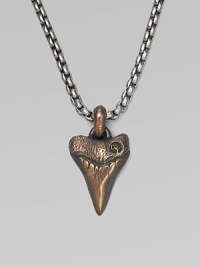 A shark's tooth pendant is handsomely craft, lending to lend a new look to any man's collection. From the Small Amulet Collection Titanium Bronze 2.7mm box chain length, 22 Lobster clasp Imported A shark's tooth pendant is handsomely craft, lending to lend a new look to any man's collection. From the Small Amulet Collection Titanium Bronze 2.7mm box chain length, 22 Lobster clasp Imported