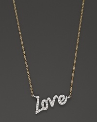 Slim, elegant text is crafted in 14K yellow gold and set with faceted diamonds. By Meira T. Slim, elegant text is crafted in 14K yellow gold and set with faceted diamonds. By Meira T.