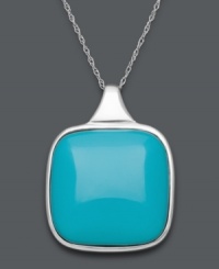 A shining stand out. Square turquoise (24 mm) dazzles in this smooth sterling silver pendant necklace. Approximate length: 18 inches. Approximate drop: 1-1/4 inches. A shining stand out. Square turquoise (24 mm) dazzles in this smooth sterling silver pendant necklace. Approximate length: 18 inches. Approximate drop: 1-1/4 inches.