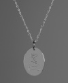 Show your love for your favorite furry friend. This oval-shaped pendant features the engraving BAD TO THE BONE in polished sterling silver. Approximate length: 18 inches. Approximate drop: 3/4 inch.