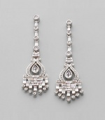EXCLUSIVELY AT SAKS. Exquisite sparkle with a vintage look, combining cubic zirconia and crystals in a stylized rhodium-plated setting. Cubic zirconia and crystal Rhodium plated Drop, about 2 Post back Imported