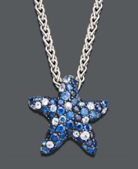 Dive into cool style in ocean blue hues. Balissima by Effy Collection pendant features pave-set, multicolored sapphires (2-3/4 ct. t.w.) in a starfish-shaped pattern. Setting and chain crafted in sterling silver. Approximate length: 18 inches. Approximate drop: 1 inch. Dive into cool style in ocean blue hues. Balissima by Effy Collection pendant features pave-set, multicolored sapphires (2-3/4 ct. t.w.) in a starfish-shaped pattern. Setting and chain crafted in sterling silver. Approximate length: 18 inches. Approximate drop: 1 inch.