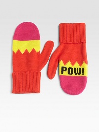 Art imitates life on these Kate Spade mittens featuring a lively color palette and an even more energetic POW! on each hand.7 longMerino woolHand washImported Art imitates life on these Kate Spade mittens featuring a lively color palette and an even more energetic POW! on each hand.7 longMerino woolHand washImported