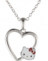 Hello Kitty by Simmons Jewelry Co. Sterling Silver Small Enamel Heart Pendant Necklace