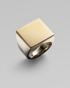 From the Nile Collection. Utterly simple and utterly stunning, a sleek square bezel with a goldplated finish tops a wide, smooth band of brushed sterling silver.Sterling silverGoldplatedAbout ¾ squareImported