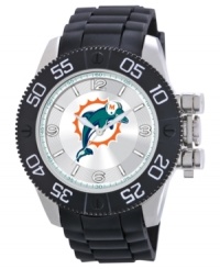 Root for your team 24/7 with this sporty watch from Game Time. Features a Miami Dolphins logo at the dial. Root for your team 24/7 with this sporty watch from Game Time. Features a Miami Dolphins logo at the dial.