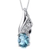 Graceful Angel 1.50 carats Oval Shape Sterling Silver Rhodium Finish Swiss Blue Topaz Pendant