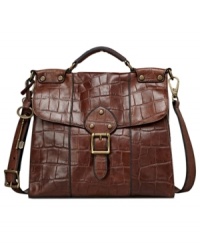 Give in to your animal instincts with this croc-embossed leather bag from Fossil, featuring brass-tone hardware and signature detailing. Convenient crossbody strap keeps hands free for easy access to pockets and compartments within. Give in to your animal instincts with this croc-embossed leather bag from Fossil, featuring brass-tone hardware and signature detailing. Convenient crossbody strap keeps hands free for easy access to pockets and compartments within.