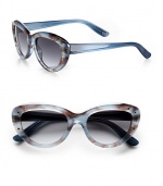A smaller version of the 1950's-inspired, cat's-eye-shaped, lightweight acetate frames for retro glamour. Available in blue with gray gradient lens or honey with brown gradient lens.Plastic temples100% UV protectionMade in Italy 