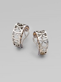 From the Naga Collection. A open, scaled design in sleek sterling silver accented with 18k gold side detailing. Sterling silver18k goldLength, about ¾Post backImported From the Naga Collection. A open, scaled design in sleek sterling silver accented with 18k gold side detailing. Sterling silver18k goldLength, about ¾Post backImported
