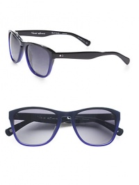 This unique frame features a slightly rounded teardrop lens shape, keyhole bridge and solid CR-39 polarized lenses for a vintage-inspired look. Available in onyx/navy with grey gradient lens.100% UV ProtectionImported