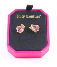 Juicy Couture Pink Gold Banner Faceted Heart Wish Stud Earrings Juicy Couture Pink Gold Banner Faceted Heart Wish Stud Earrings