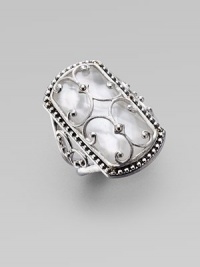 A sophisticated piece adorned in pretty details with a faceted mother-of-pearl doublet, overlaid with a sterling silver scroll pattern and surrounded by a delicate band of dots. Mother-of-pearl doubletSterling silverWidth, about 1Imported A sophisticated piece adorned in pretty details with a faceted mother-of-pearl doublet, overlaid with a sterling silver scroll pattern and surrounded by a delicate band of dots. Mother-of-pearl doubletSterling silverWidth, about 1Imported