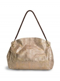 THE LOOKBraided leather shoulder strapGathered sideDome top silhouette of multicolor luxe python with metallic touchesMagnetic top closureOne outside zip pocketProtective metal feetOne inside open leather pocketOne inside zip pocket with logo pullInside logo detailTHE MEASUREMENTShoulder strap, 10 drop19½W X 13H X 4DTHE MATERIALPythonLeather trimMicrofiber liningORIGINMade in Italy THE LOOKBraided leather shoulder strapGathered sideDome top silhouette of multicolor luxe python with metallic touchesMagnetic top closureOne outside zip pocketProtective metal feetOne inside open leather pocketOne inside zip pocket with logo pullInside logo detailTHE MEASUREMENTShoulder strap, 10 drop19½W X 13H X 4DTHE MATERIALPythonLeather trimMicrofiber liningORIGINMade in Italy