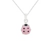 Sterling Silver Children's Pink and Black Ladybug Pendant Necklace , 15