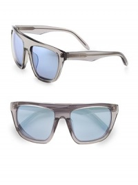 A refined, modern take on a classic wayfarer. Available in shiny black with smoke flash mirror lens, or translucent grey with silver flash mirror lens.UV 400 lensImported A refined, modern take on a classic wayfarer. Available in shiny black with smoke flash mirror lens, or translucent grey with silver flash mirror lens.UV 400 lensImported